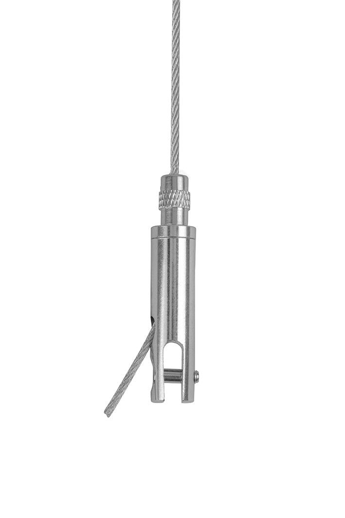 Zestaw STAS z regulacją wysokości, linka stalowa 1.5 mm, wieszanie paneli do 4 mm.